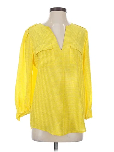 Pre-owned Joie 3/4 Sleeve Silk Top Yellow Plunge Neckline Tops