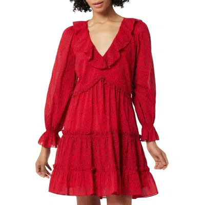 Joie Adanson Mini Cotton Dress In True Red Plum Perfect