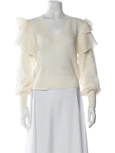 Pre-owned Joie Alpaca V-neck Sweater W/ Tags In White