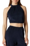 Joie Anika Tie Back Crop Top In Peacoat