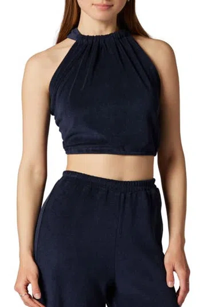 Joie Anika Tie Back Crop Top In Peacoat