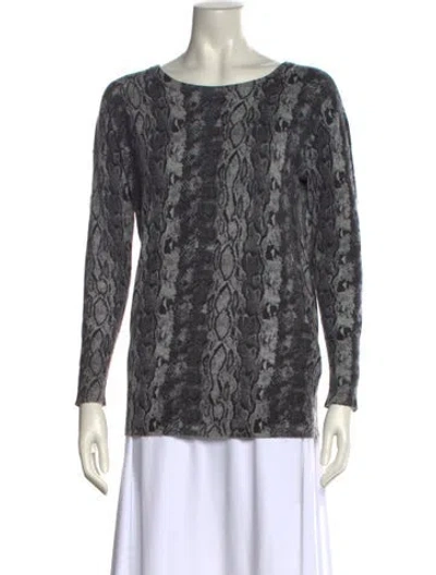 Pre-owned Joie Animal Print Bateau Neckline Sweater In Gray