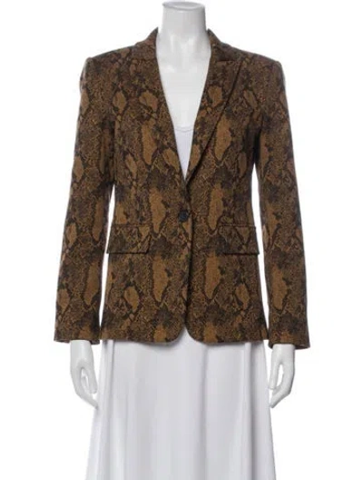 Pre-owned Joie Animal Print Blazer In Black