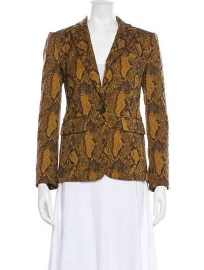 Pre-owned Joie Animal Print Blazer In Brown