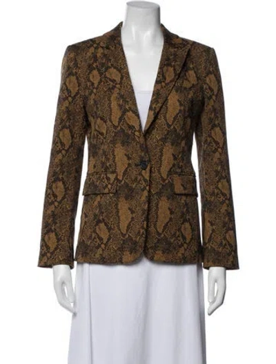 Pre-owned Joie Animal Print Blazer In Orange