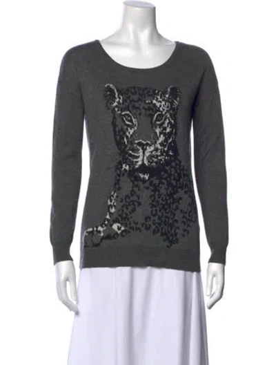 Pre-owned Joie Animal Print Crew Neck Sweater In Gray