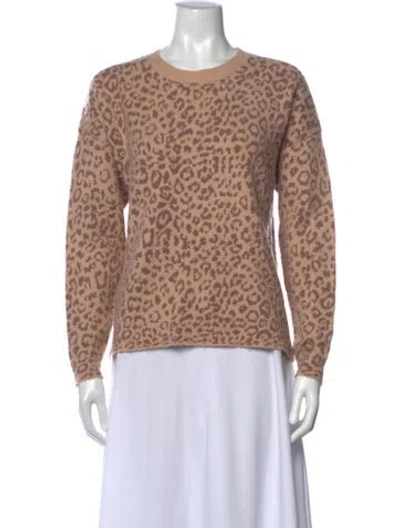 Pre-owned Joie Animal Print Crew Neck Sweater In Neutral