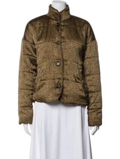 Pre-owned Joie Animal Print Down Jacket In Yellow