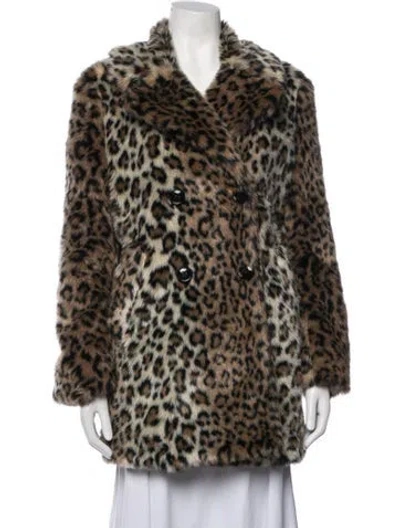 Pre-owned Joie Animal Print Faux Fur Coat In Neutrals