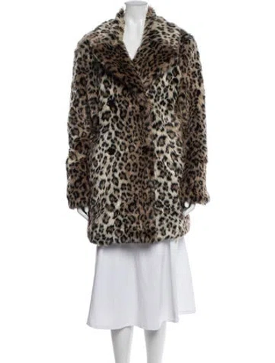 Pre-owned Joie Animal Print Faux Fur Jacket In Brown