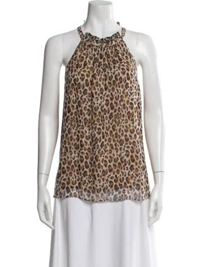 Pre-owned Joie Animal Print Halterneck Blouse In Neutral