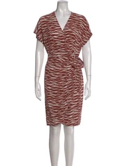Pre-owned Joie Animal Print Knee-length Dress In Orange