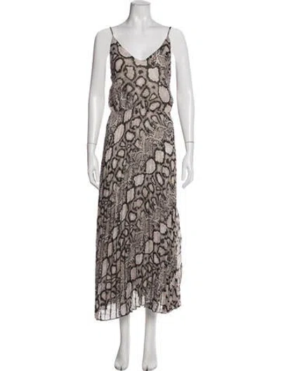 Pre-owned Joie Animal Print Long Dress In Multi