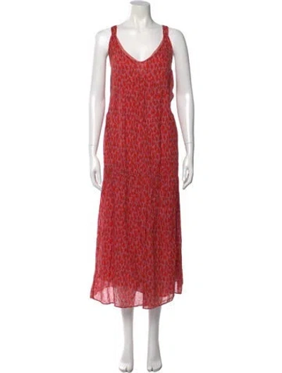 Pre-owned Joie Animal Print Long Dress In Red