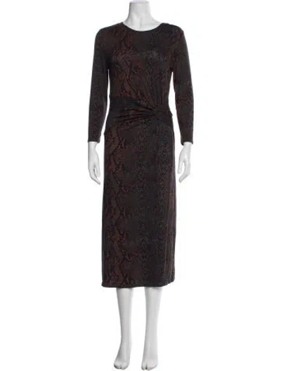Pre-owned Joie Animal Print Midi Length Dress In Blue