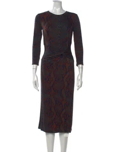 Pre-owned Joie Animal Print Midi Length Dress In Blue