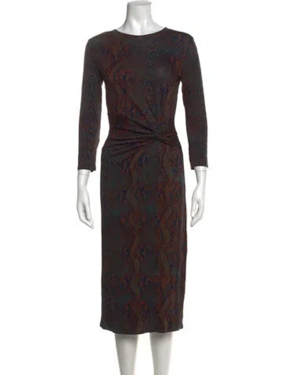 Pre-owned Joie Animal Print Midi Length Dress In Blue