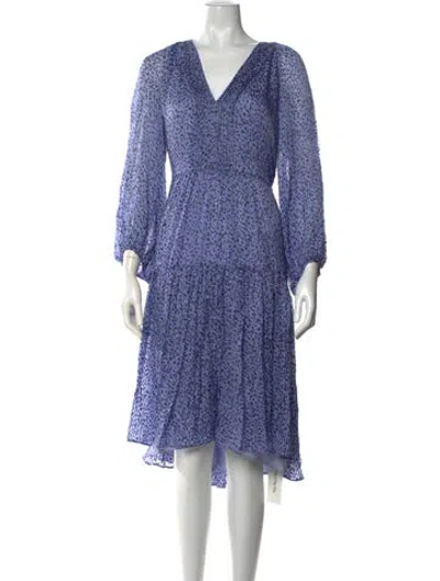 Pre-owned Joie Animal Print Midi Length Dress In Blue
