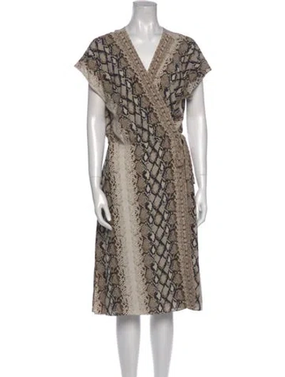 Pre-owned Joie Animal Print Midi Length Dress In Neutral