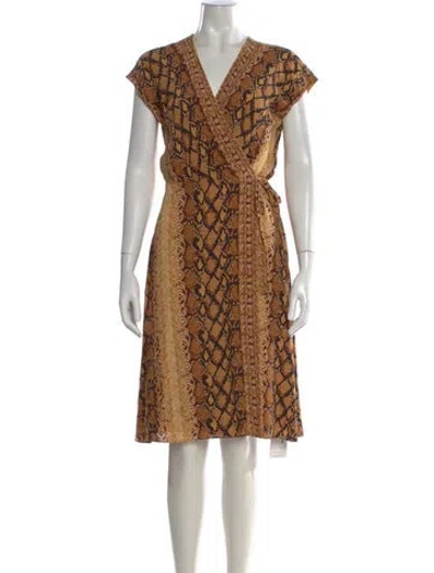 Pre-owned Joie Animal Print Midi Length Dress In Neutral