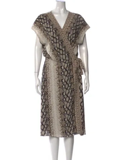 Pre-owned Joie Animal Print Midi Length Dress In Neutral