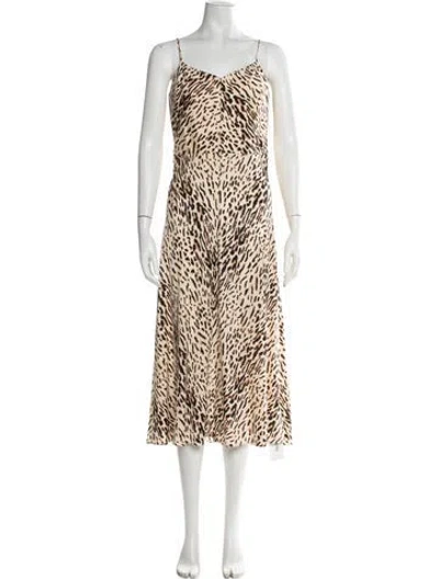 Pre-owned Joie Animal Print Midi Length Dress In Neutral