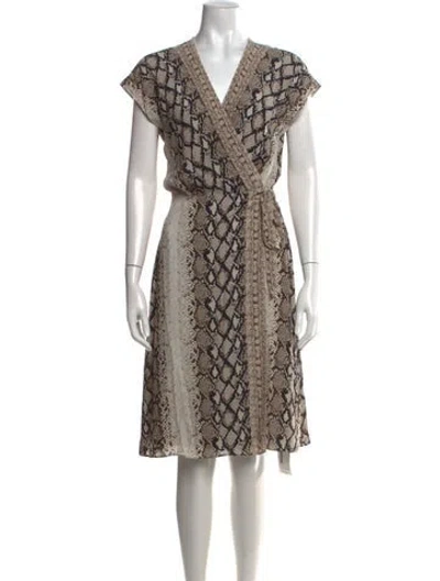 Pre-owned Joie Animal Print Midi Length Dress In Neutrals