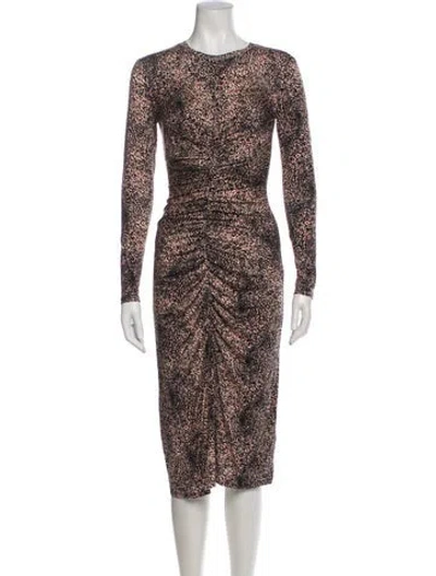 Pre-owned Joie Animal Print Midi Length Dress W/ Tags In Black
