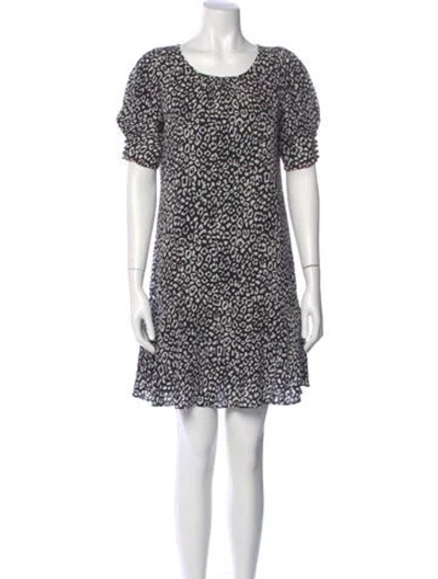 Pre-owned Joie Animal Print Mini Dress In Black