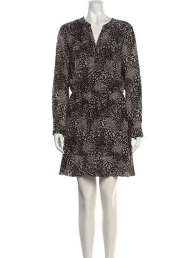 Pre-owned Joie Animal Print Mini Dress In Black