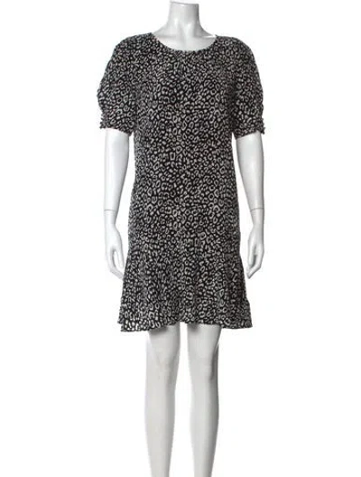 Pre-owned Joie Animal Print Mini Dress In Black