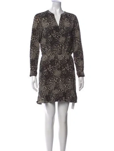 Pre-owned Joie Animal Print Mini Dress In Black