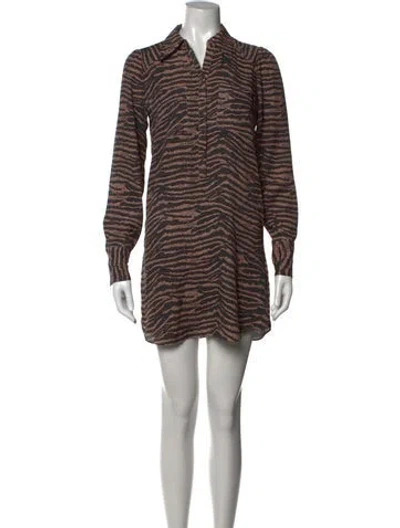 Pre-owned Joie Animal Print Mini Dress In Black