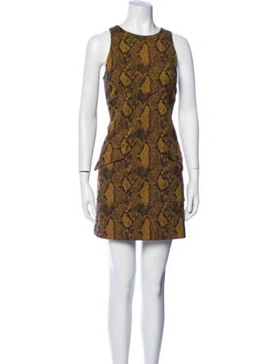 Pre-owned Joie Animal Print Mini Dress In Brown