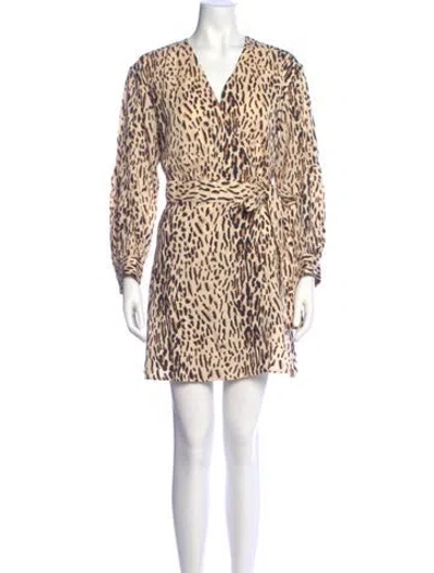 Pre-owned Joie Animal Print Mini Dress In Brown
