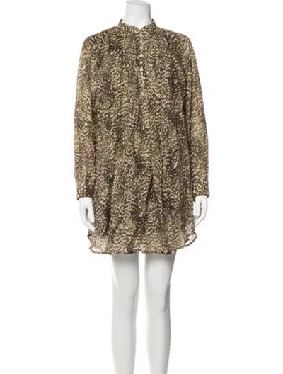 Pre-owned Joie Animal Print Mini Dress In Green
