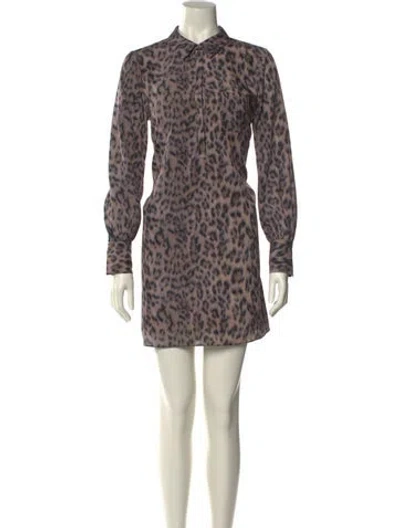 Pre-owned Joie Animal Print Mini Dress In Neutral