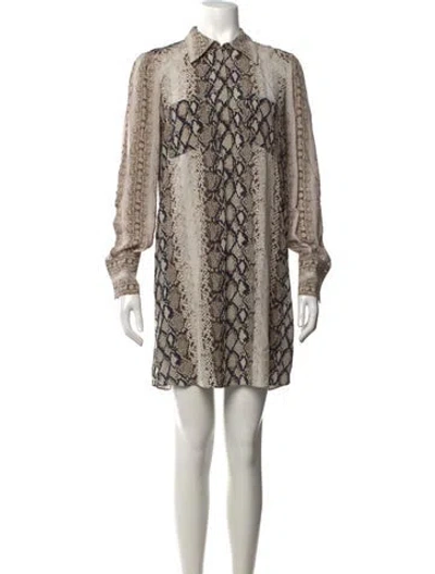 Pre-owned Joie Animal Print Mini Dress In Neutrals