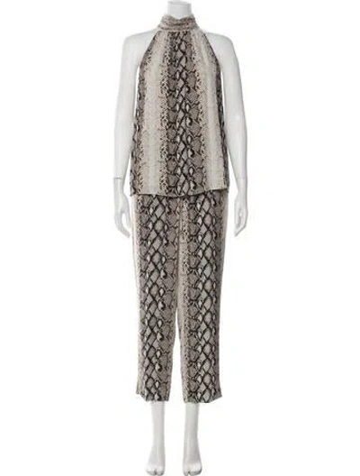 Pre-owned Joie Animal Print Pant Set In White