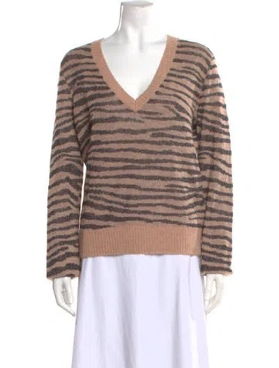 Pre-owned Joie Animal Print V-neck Sweater