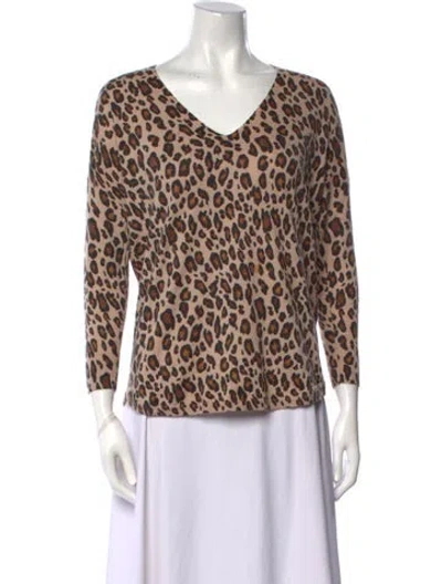 Pre-owned Joie Animal Print V-neck Sweater In Neutral