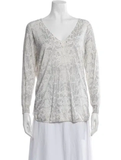 Pre-owned Joie Animal Print V-neck Sweater W/ Tags In White