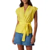 Joie Ashlele Tie Waist Wrap Top In Empire Yellow