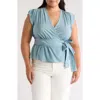 Joie Ashlene Cap Sleeve Wrap Top In Citadel