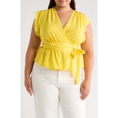 Joie Ashlene Cap Sleeve Wrap Top In Empire Yellow