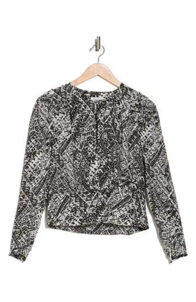 Joie Bailey Print Silk Top In Porcelain And Caviar