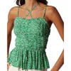 Joie Baker Womens Printed Viscose Peplum Top In Multi