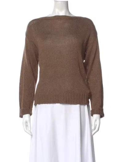 Pre-owned Joie Bateau Neckline Sweater In Brown