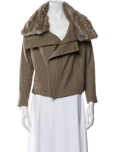Pre-owned Joie Biker Jacket In Green