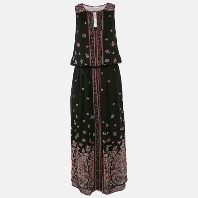 Joie Black/multicolor Printed Silk Sleeveless Maxi Dress